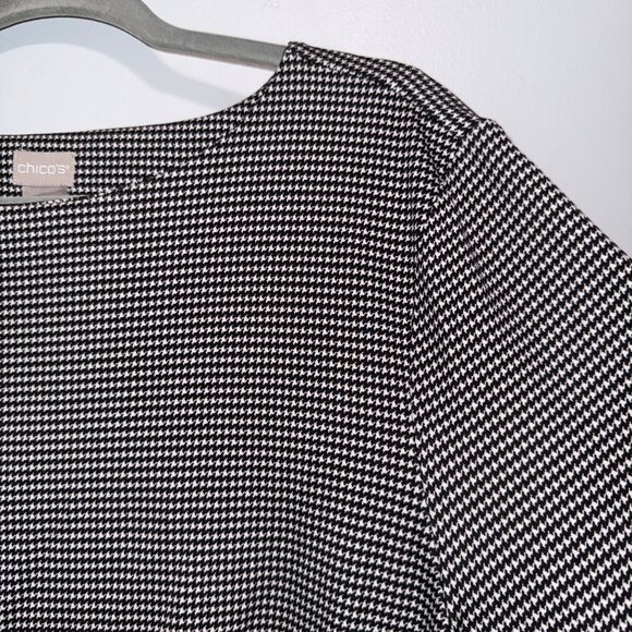 Chicos Womens Black & White Houndstooth Top W/ Gold Button Detail US Size L - Picture 3 of 6